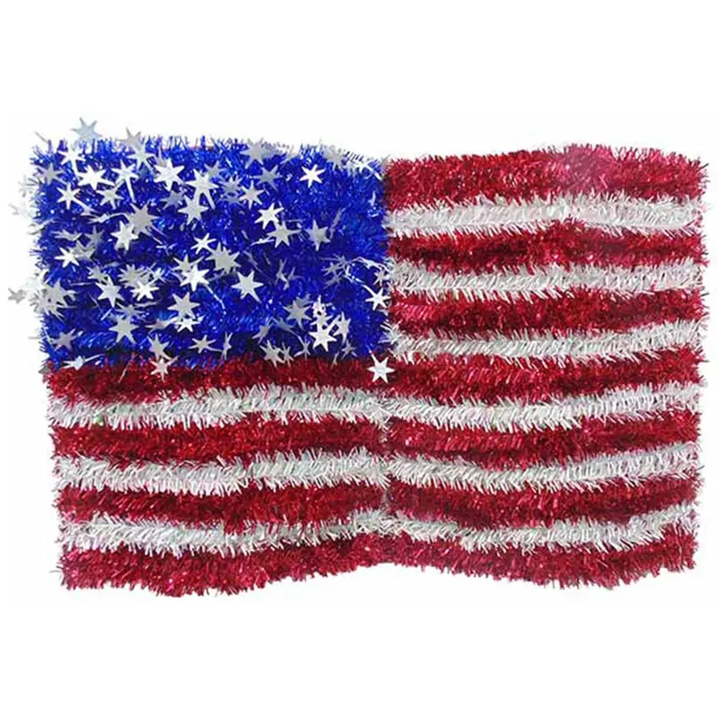 18" Patriotic Tinsel Flag Wall Decoration