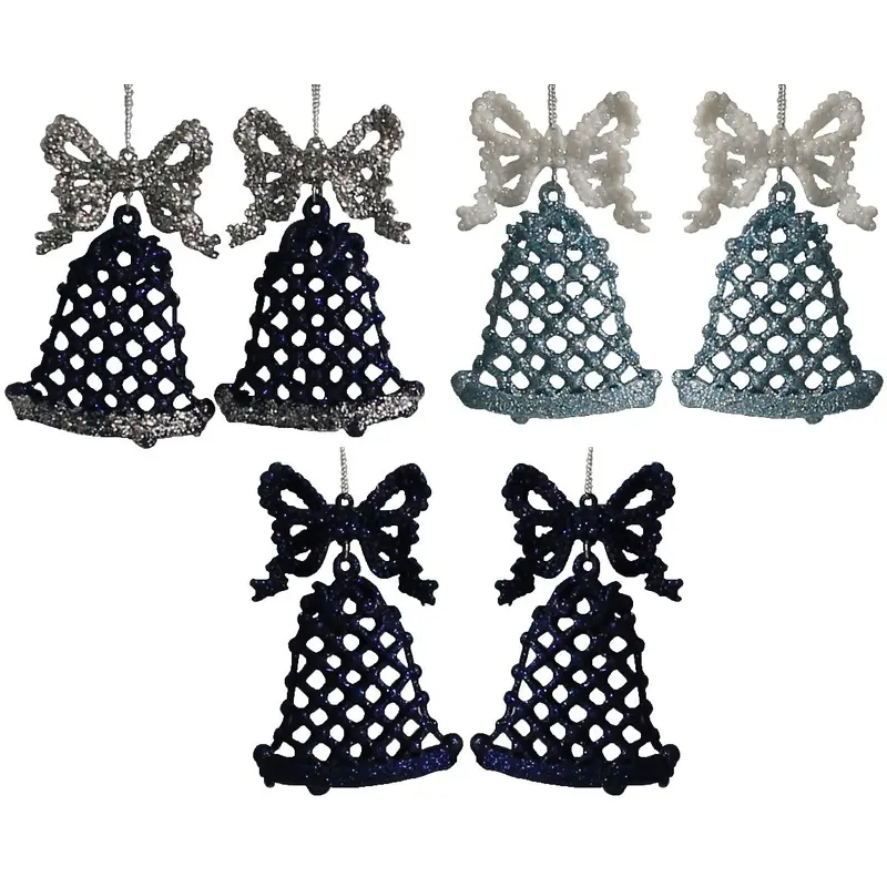 2-Pack of Blue Glitter Bell Ornaments