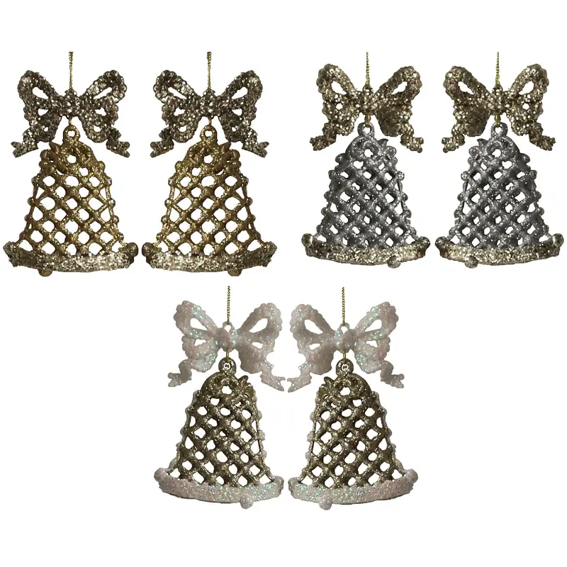 2-Pack of Gold Glitter Bell Ornaments