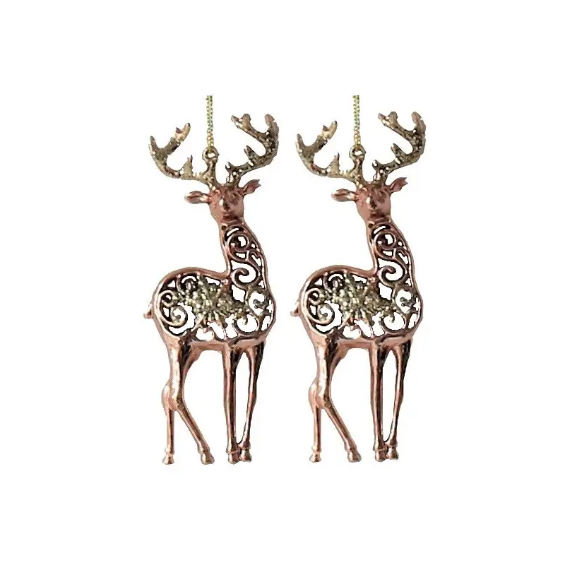 2-Pack of Shatterproof Bronze Reindeer Ornaments