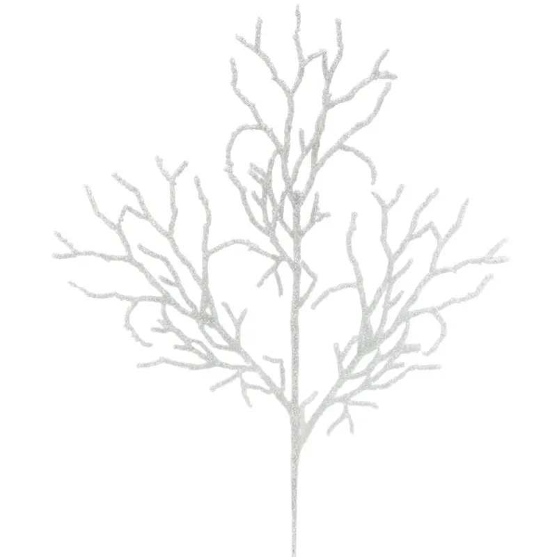 29" White Beaded Glitter Spray