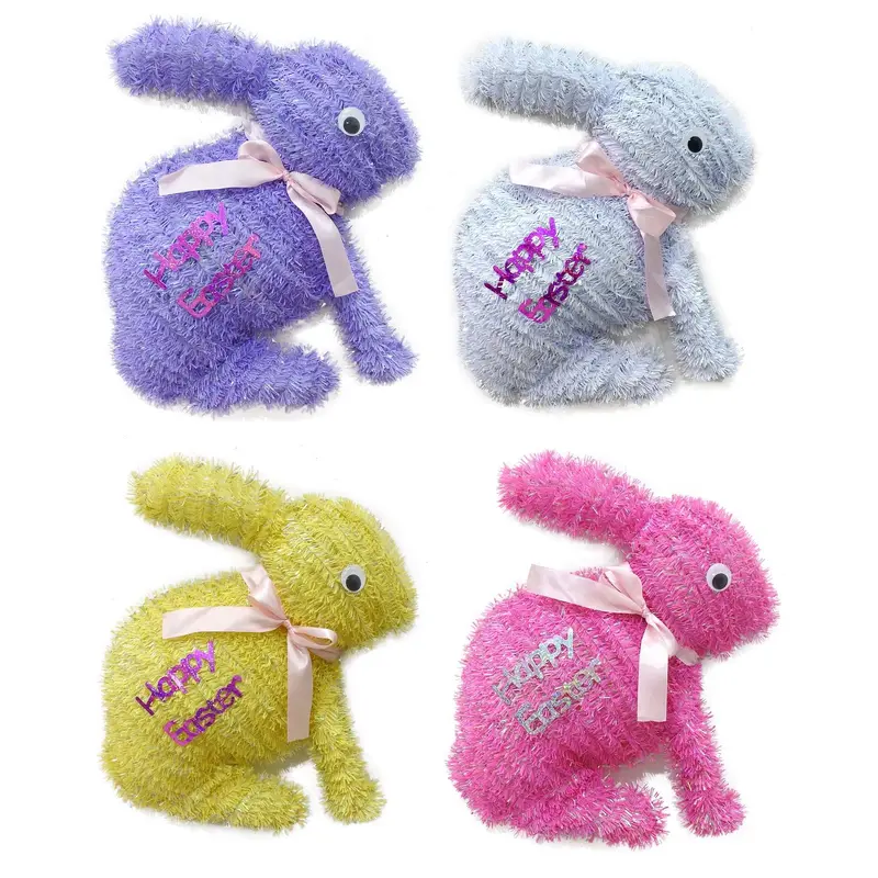 2D Sitting Easter Bunny Tinsel Wreath