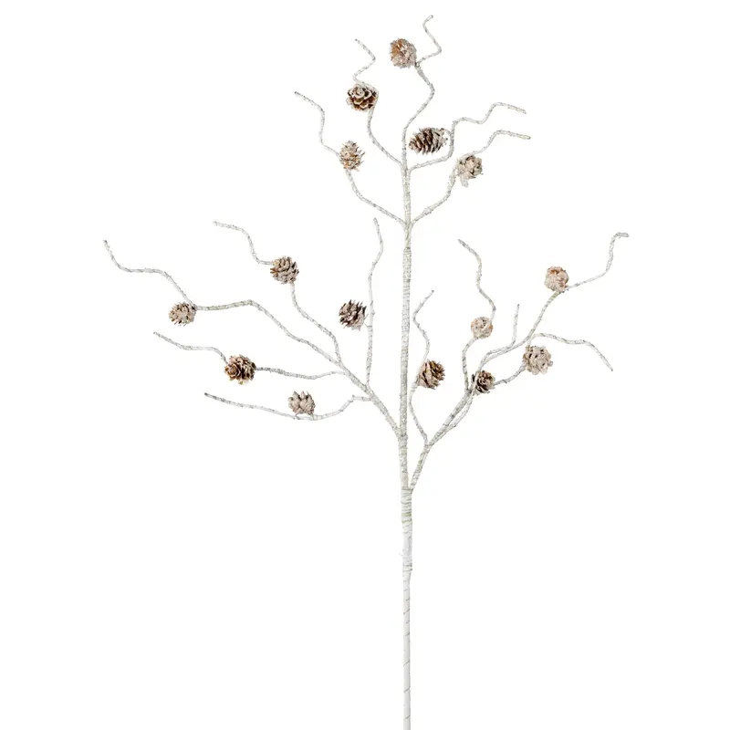 31" Glittered Pine Cone Birch Spray