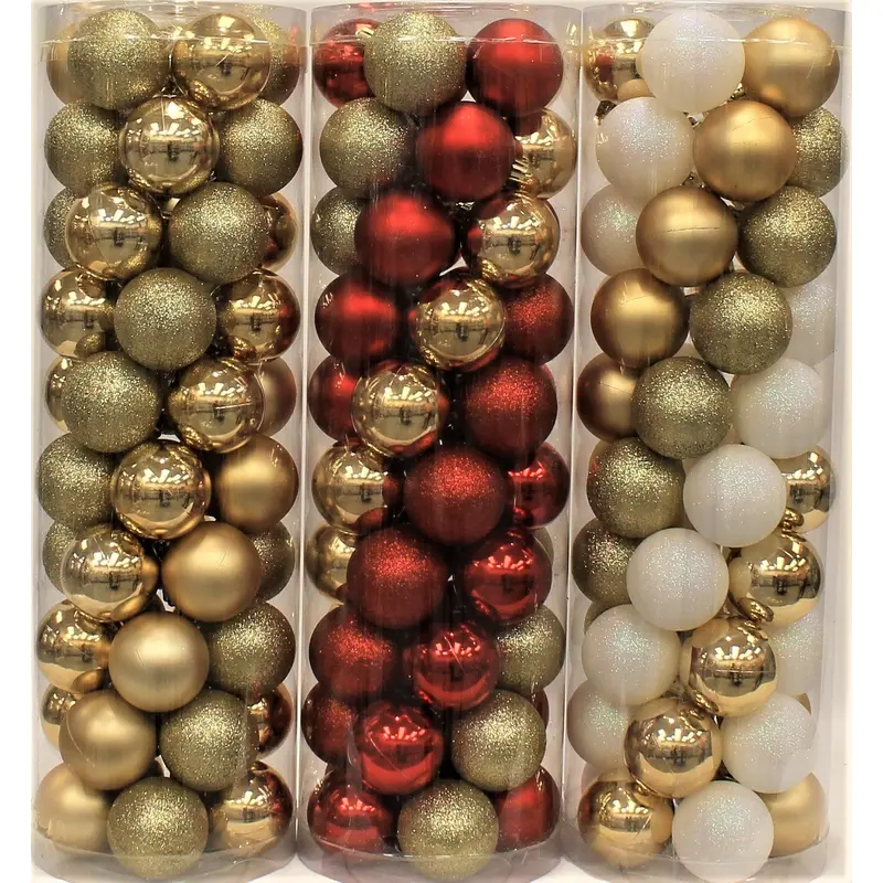 45-Pack of 60MM Shatterproof Ball Ornaments (Gold/Red/White)