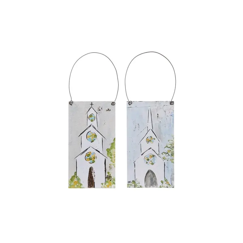 6" Painted Church Ornament