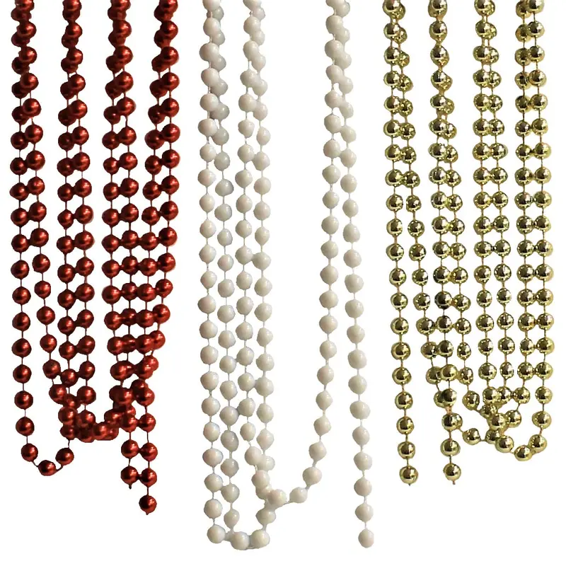 9' Beaded Garland Decoration (Red/White/Gold)