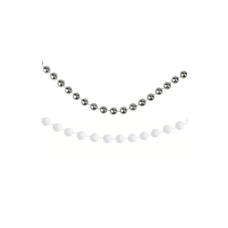 9' Beaded Garland Decoration (Silver/White)