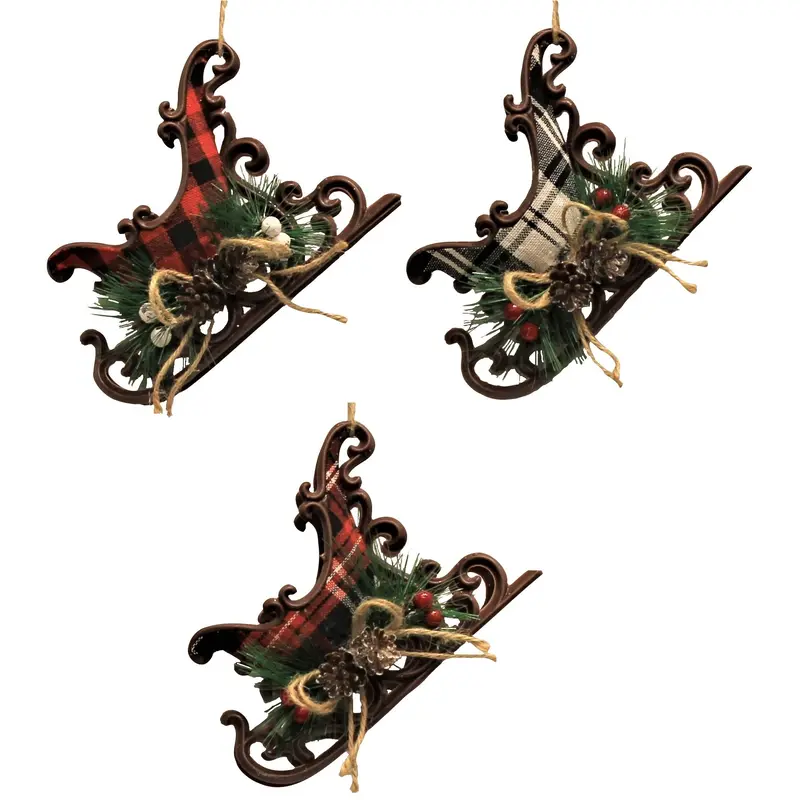 Buffalo Plaid Sleigh Ornaments