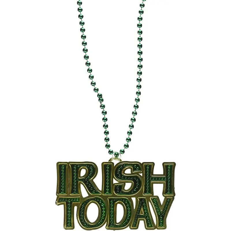 Green Beads with Irish Today Medallion