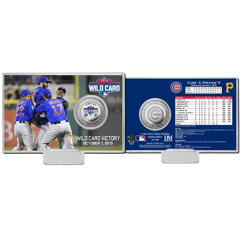 Highland Mint Chicago Cubs "2015 Wild Card Victory" Silver Coin Card