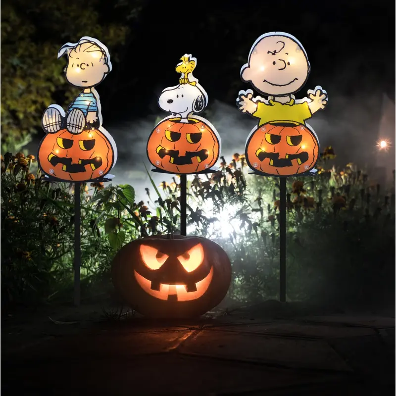 Set of 3 Peanuts Gang Great Pumpkin Lighted Pathway Markers