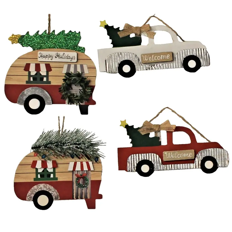 Truck/Camper Wooden Christmas Ornaments
