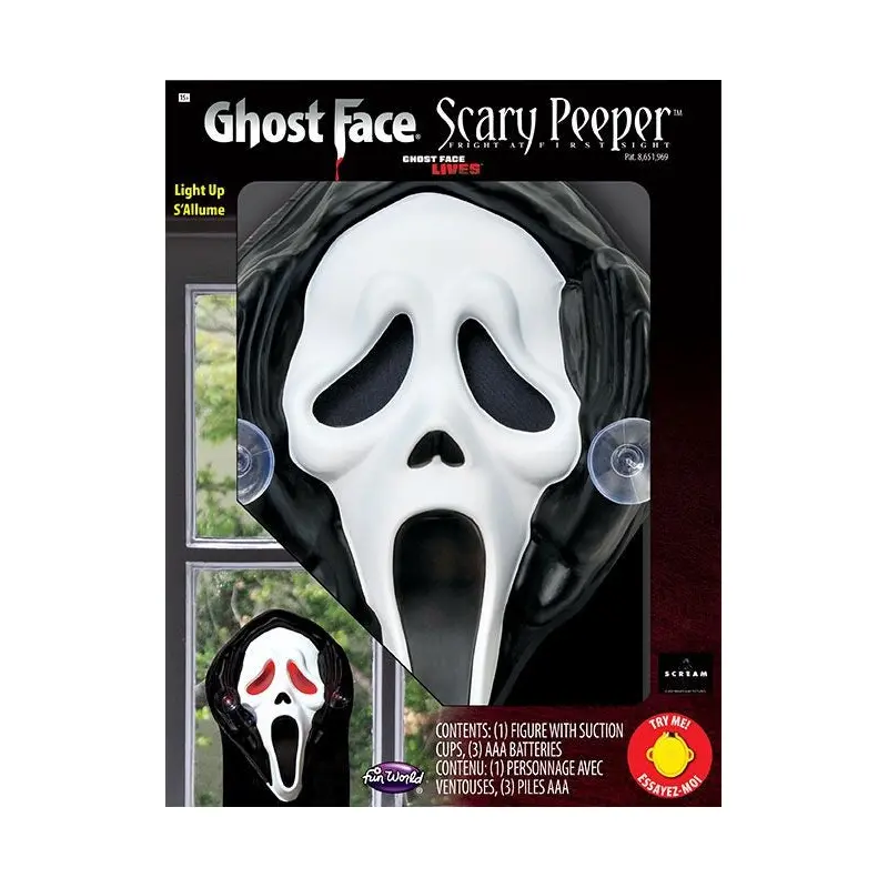 12" Ghost Face Light Up Scary Peeper Window Decoration