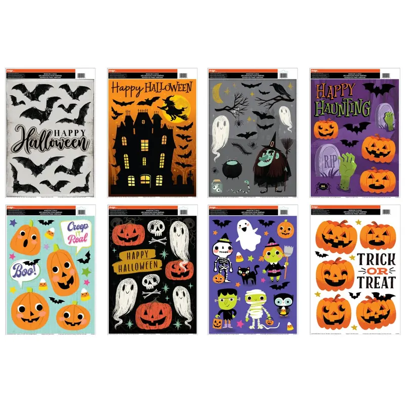 12" x 17" Classic Halloween Gel Window Clings Assortment