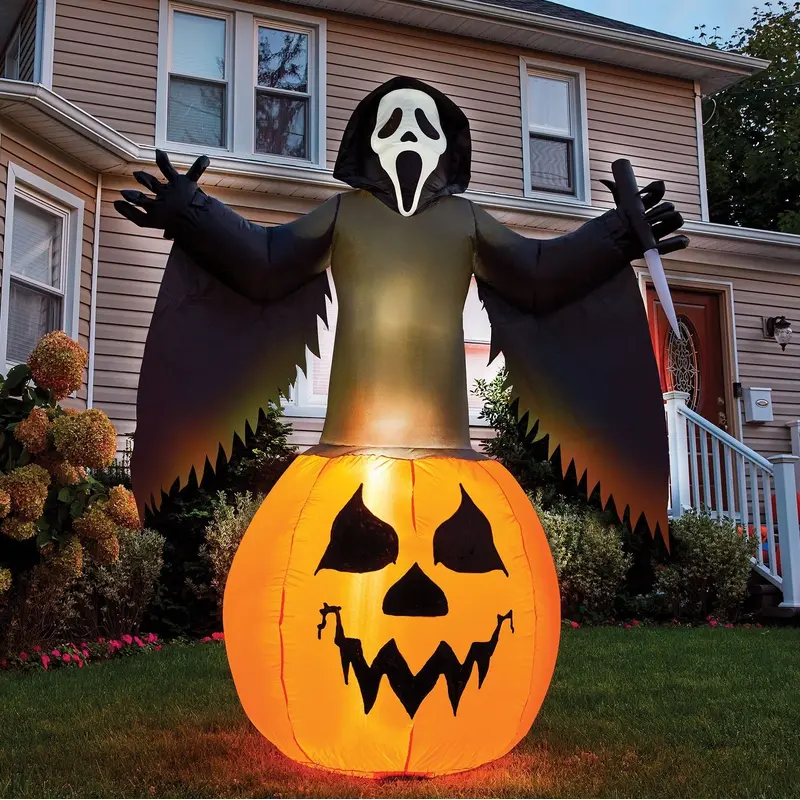 6' Ghost Face Pumpkin Lawn Inflatable