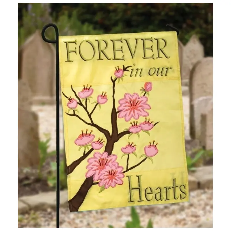 Forever In Our Hearts Memorial Applique Garden Flag