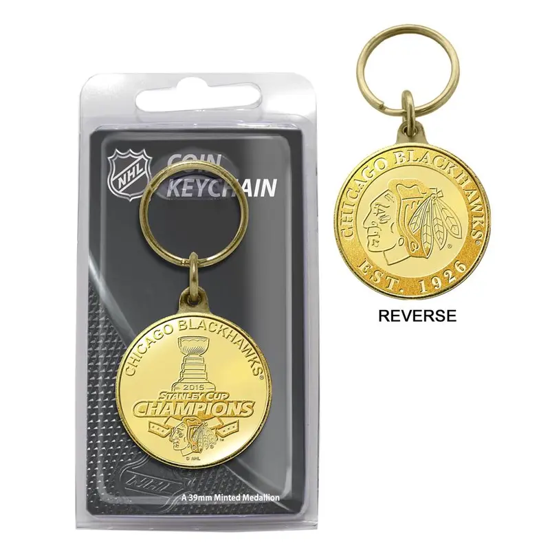 Highland Mint Chicago Blackhawks 2015 Stanley Cup Gold Coin Keychain