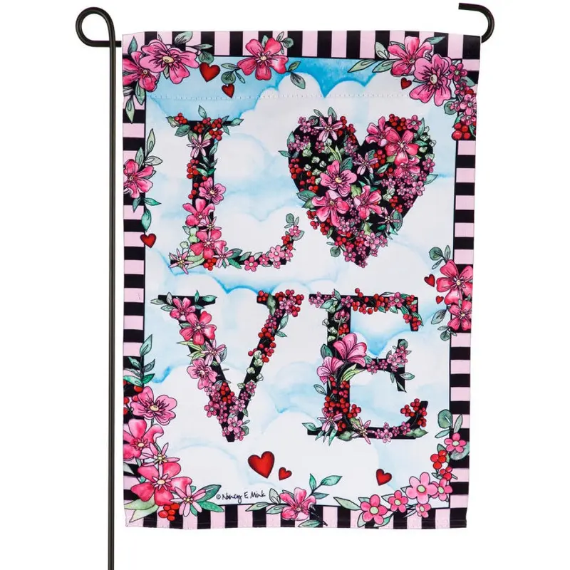LOVE in the Clouds Suede Reflections Garden Flag