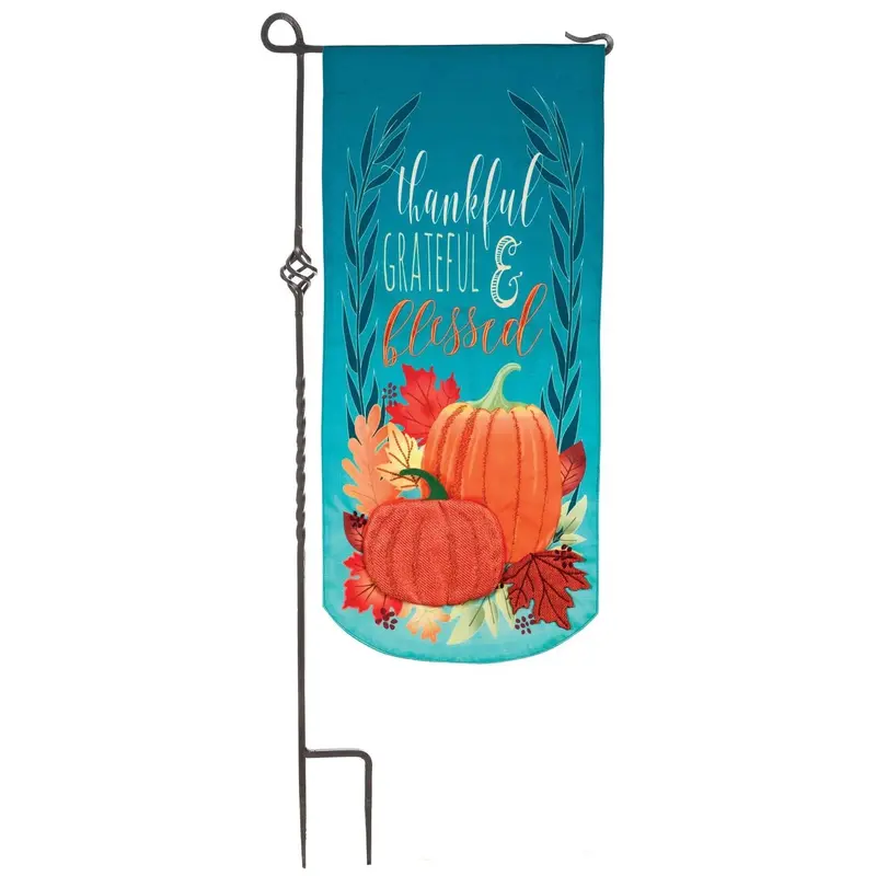 Thankful Grateful Blessed 2-Sided Polyester Garden Flag Banner