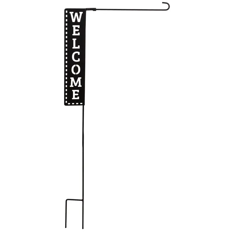 Welcome Laser Cut Garden Flag Stand
