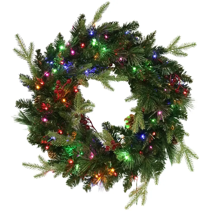 24" Norfolk Pine Wreath with 80 Battery-Operated Starry Lights