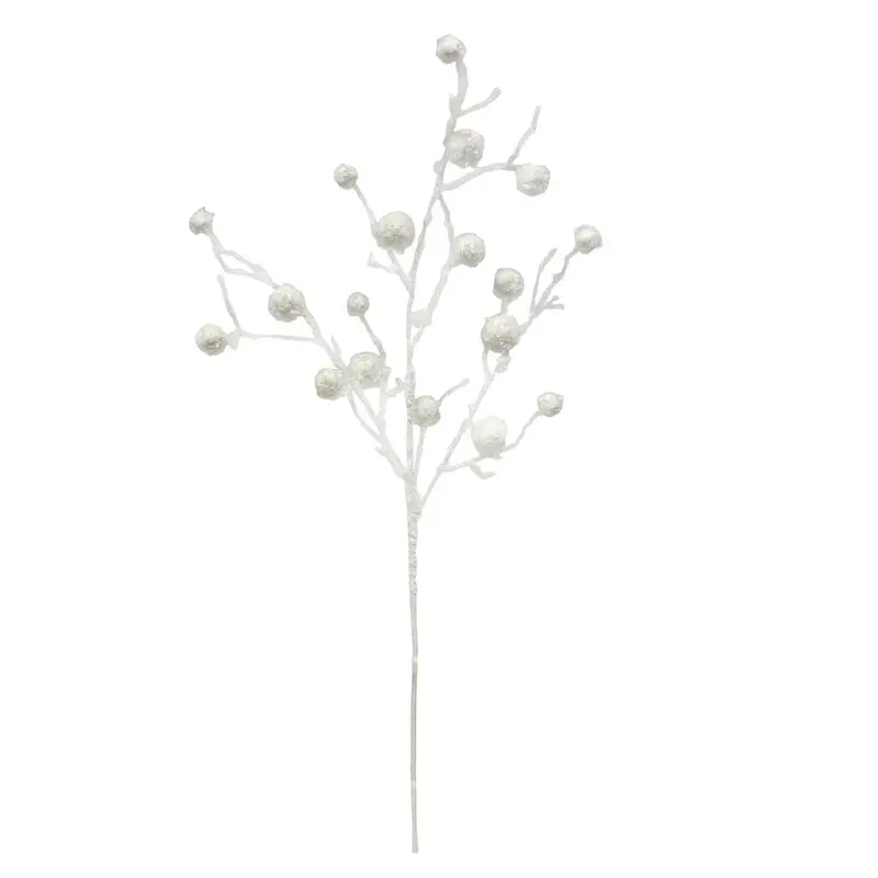 29" White Snowball Berry Floral Pick Spray