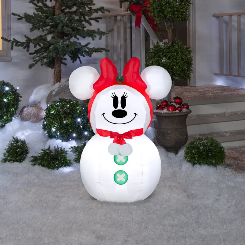 3.5' Airblown Snowman Minnie Mouse Christmas Inflatable