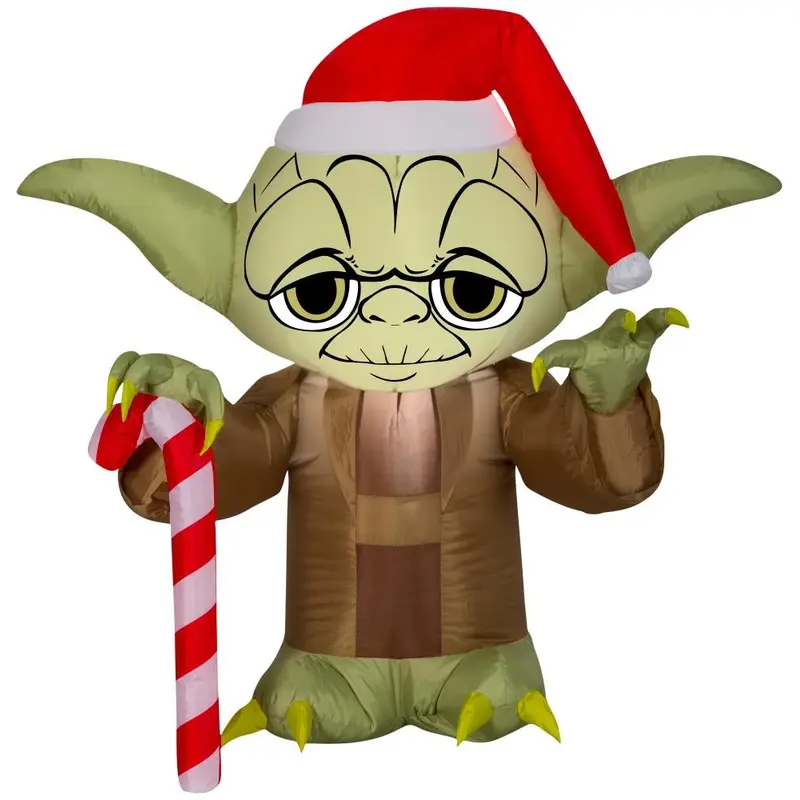 3' Airblown Yoda with Santa Hat Star Wars Christmas Inflatable