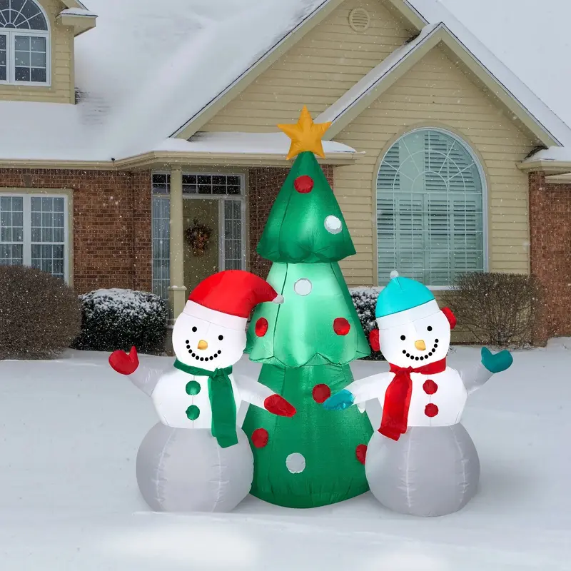 5' Airblown Snowman Pair with Tree Outdoor Winter Inflatable