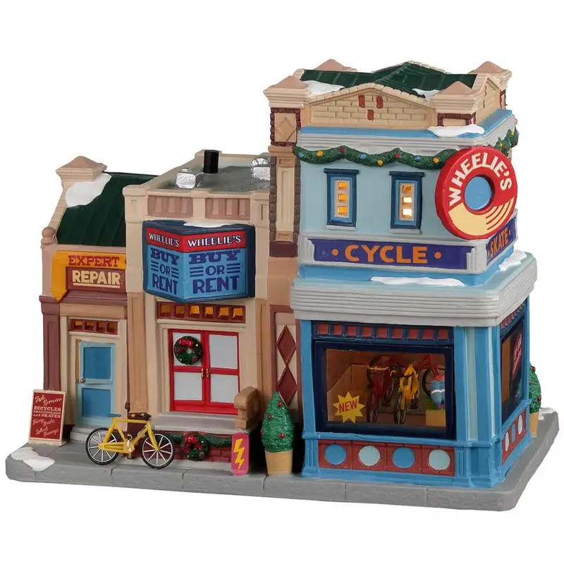 Lemax Caddington Village Lighted Building: Wheelies Cycle And Skate Shop #25891