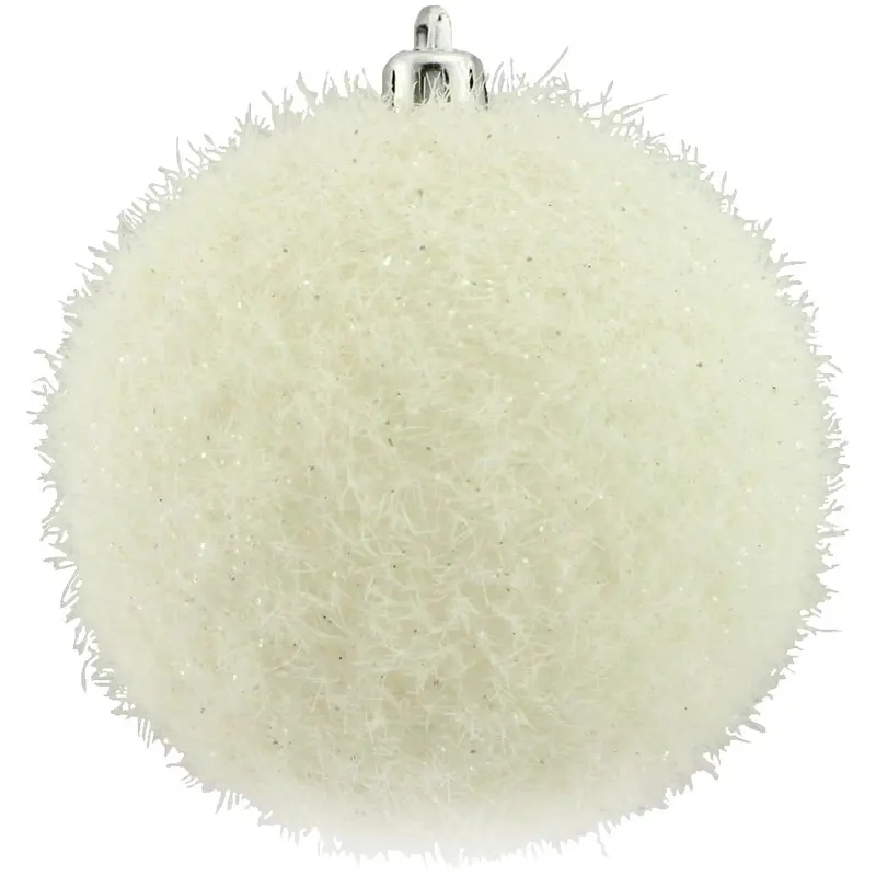 100MM Flocked Hair Glitter Ball Ornament