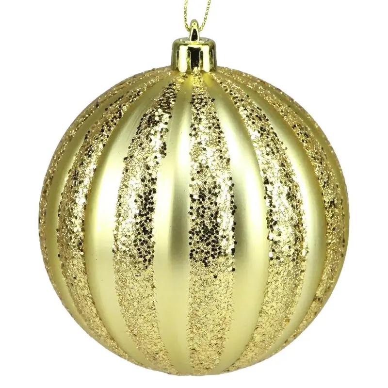 100MM Gold Vertical Stripe Ornament