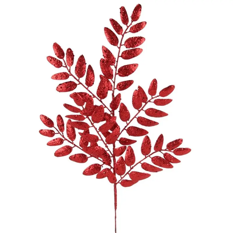 21" Red Glitter Honey Locust Spray