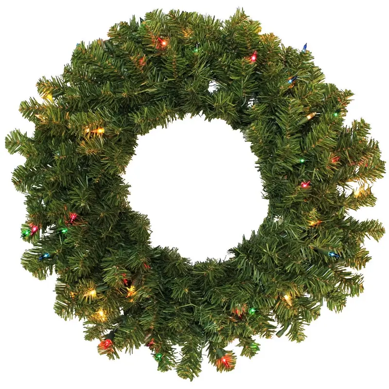 24" Canadian Pine Pre-Lit Artificial Christmas Wreath
