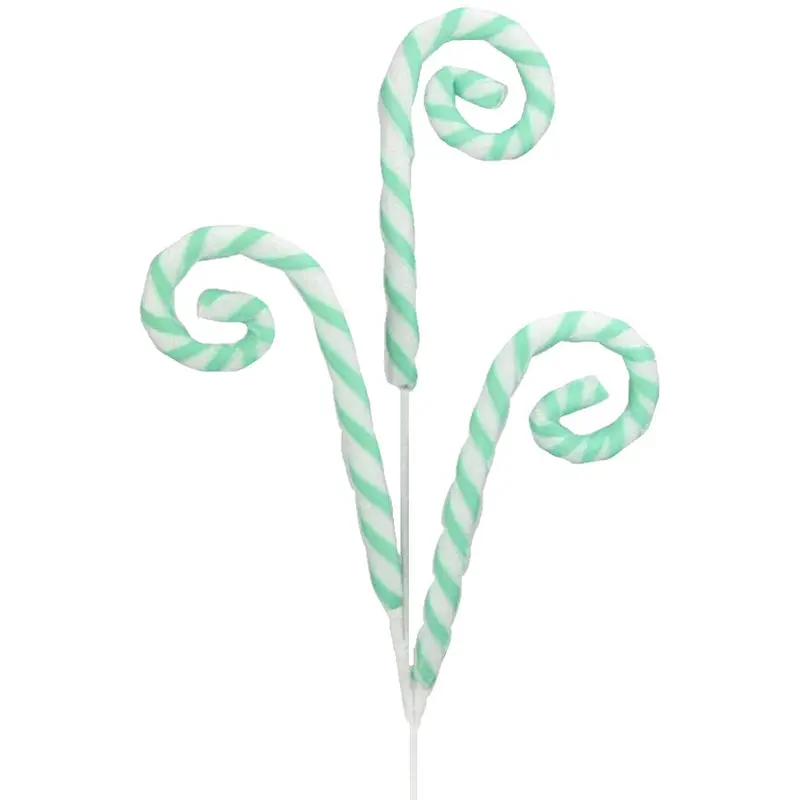 29" Foil Glitter Mint Green Candy Cane Pick Spray