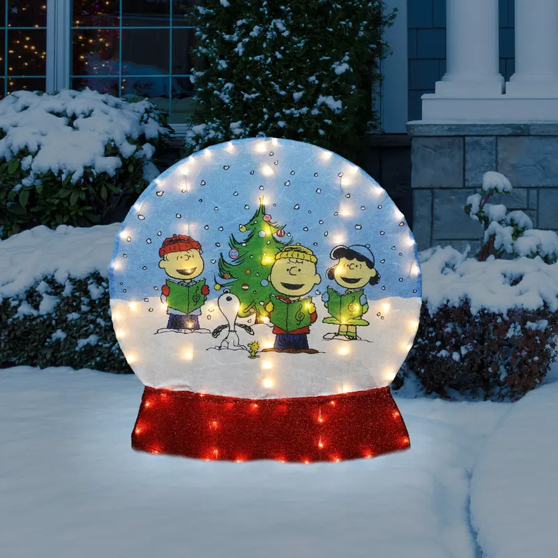 2D Peanuts Caroling Scene LED Snow Globe Yard Decoration