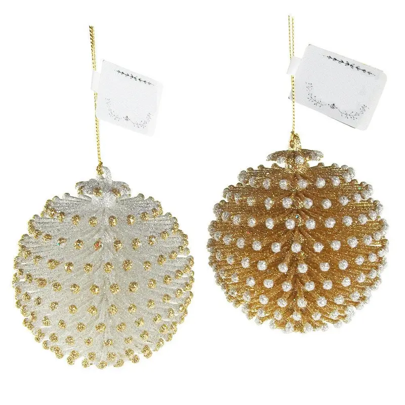 3.75" Silver and Gold Acrylic Pine Cone Ball Ornament