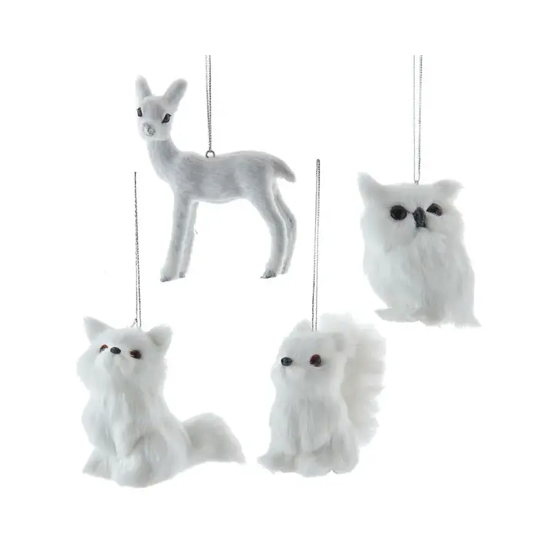 3" Furry Winter White Wildlife Ornament