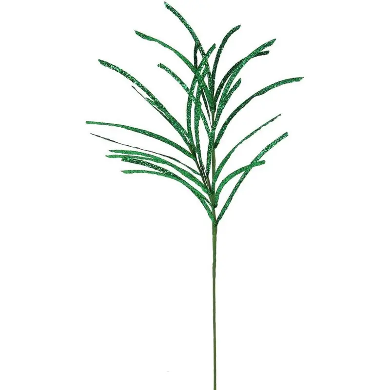 31" Emerald Green Glittered Paper Grass Spray