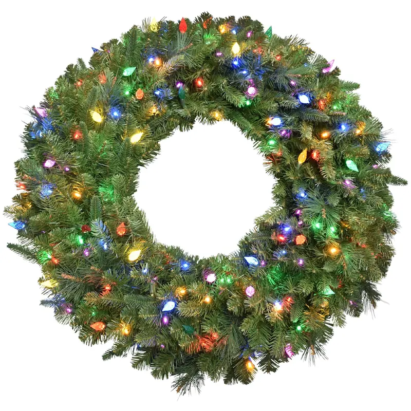 36" Winchester Pine Wreath Pre-Lit with C6 Designer Steady Lights