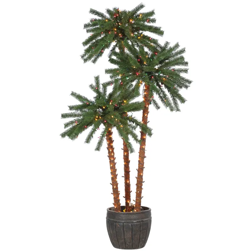 4-5-6 ft. Potted Palm Tree Pre-Lit with 500 Incandescent Lights