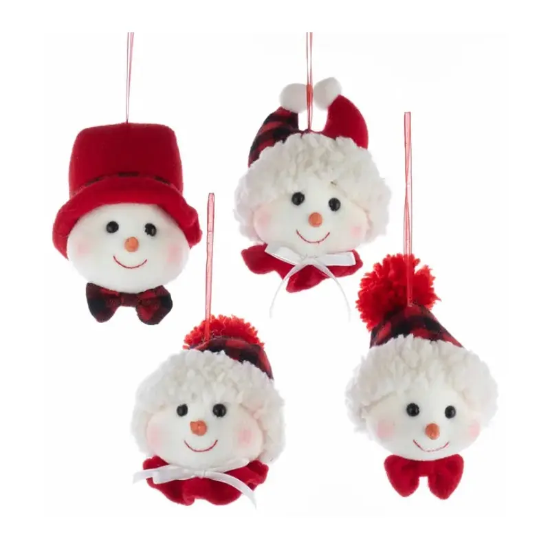 4.5" Fabric Snowman Head with Hat Ornament