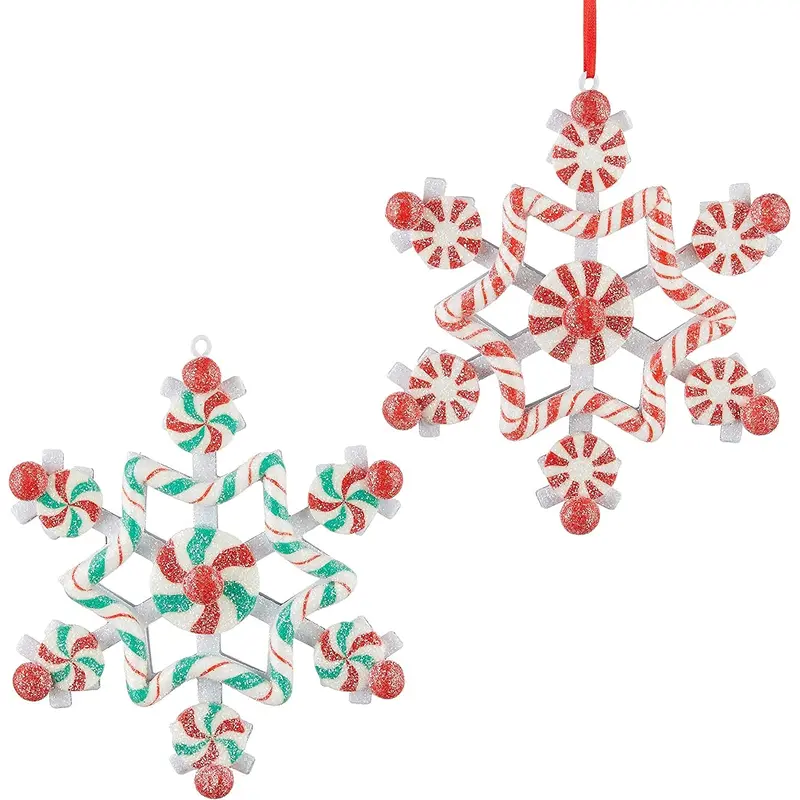 5.5" Peppermint Snowflake Ornament