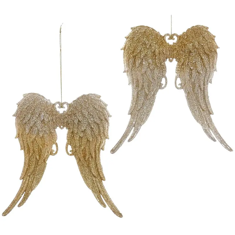 5.75" Gold and Silver Glitter Angel Wing Ornament