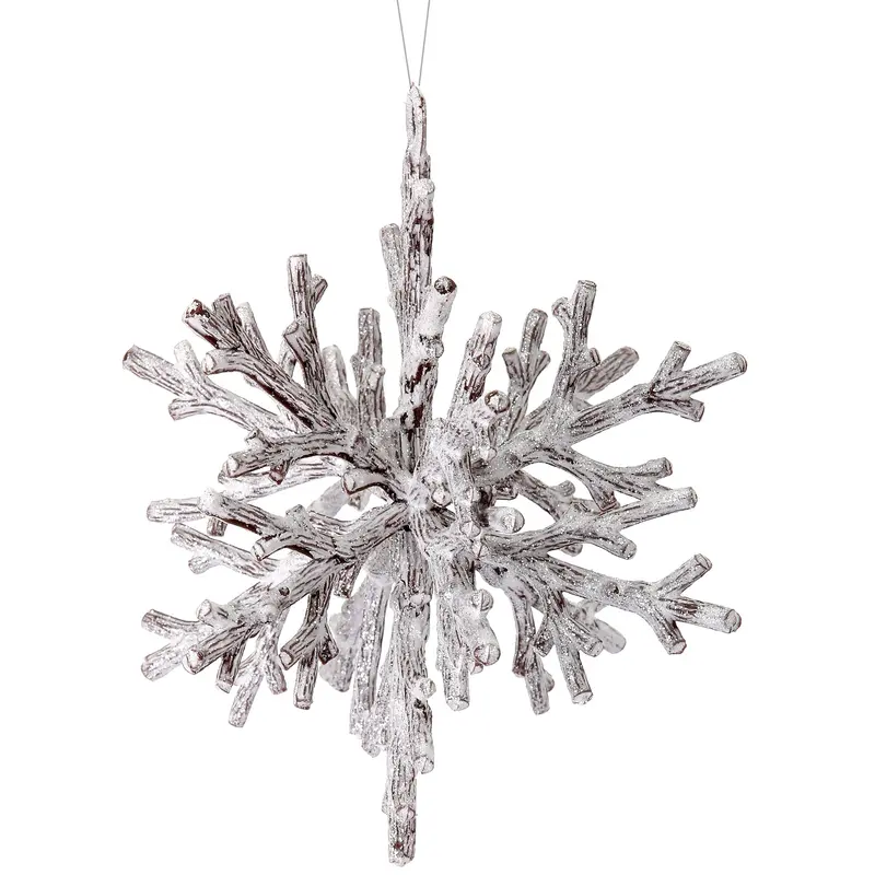 5" Frosted Twig Snowflake Ornament