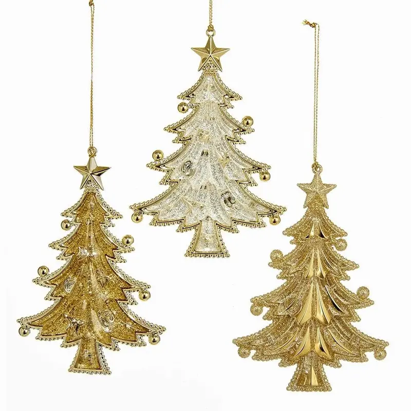 5" Gold Glitter Christmas Tree Acrylic Ornaments