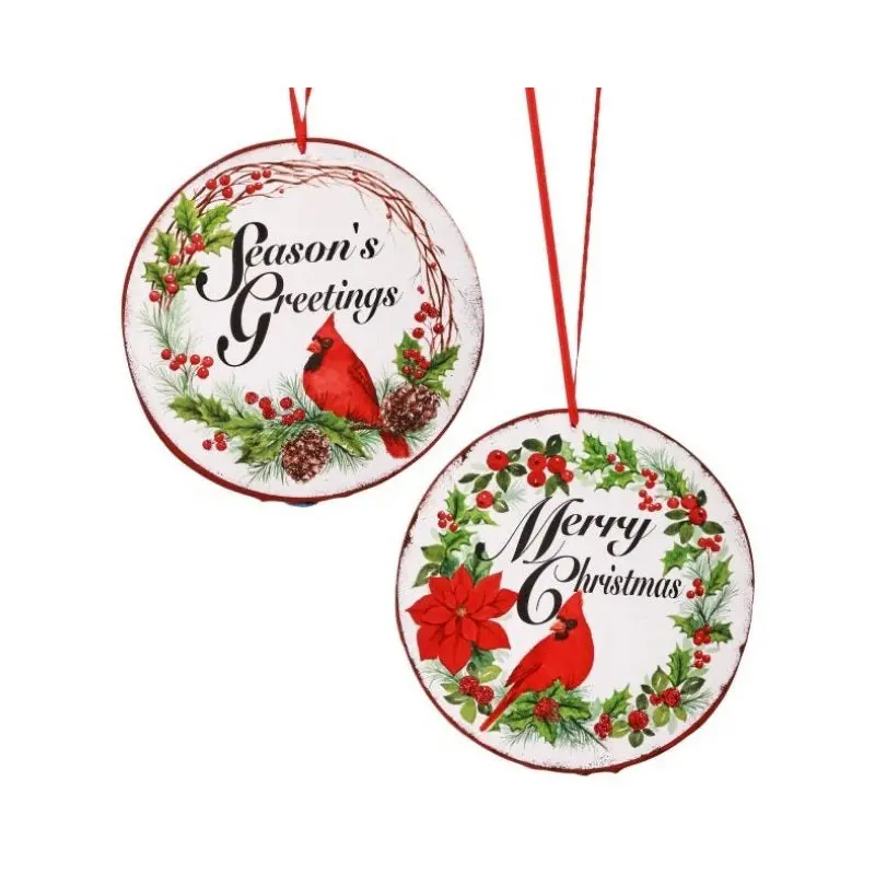 5" Round MDF Cardinal Sentiment Ornament