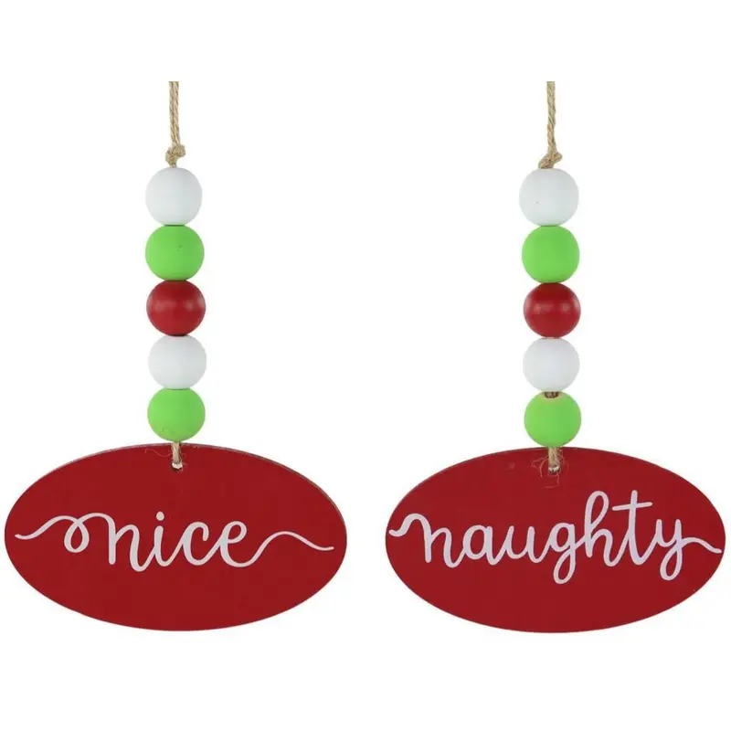 6.5" Beaded Naughty or Nice Double-Sided Ornament