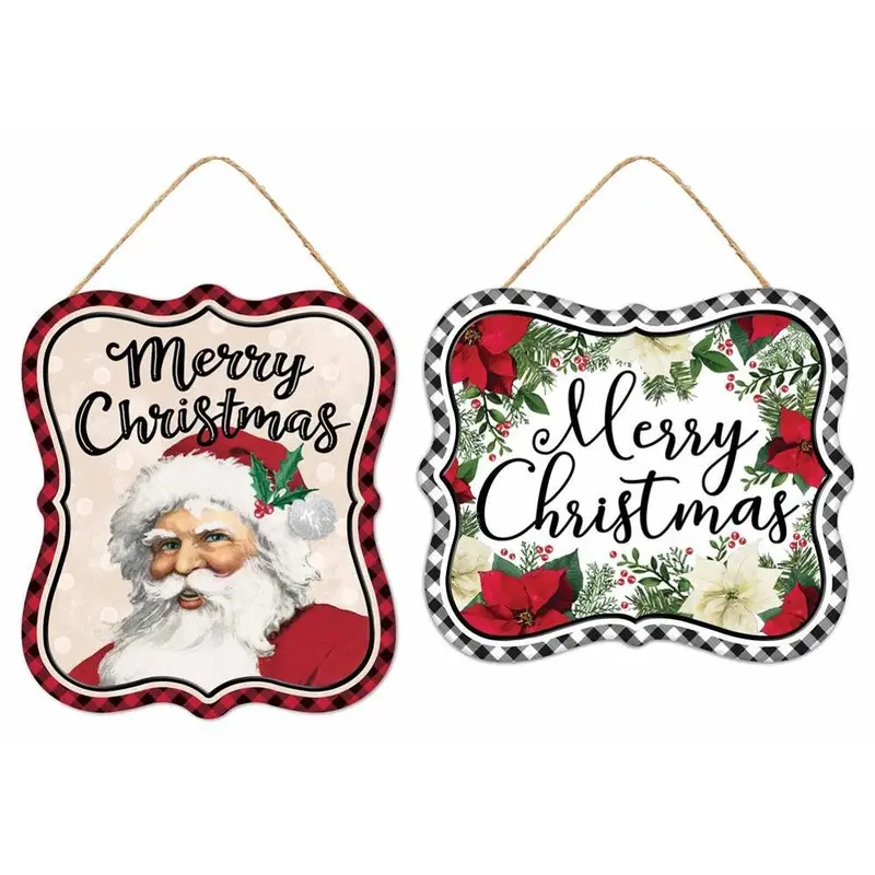 6" Vintage Christmas Embossed Tin Sign Hanging Decoration