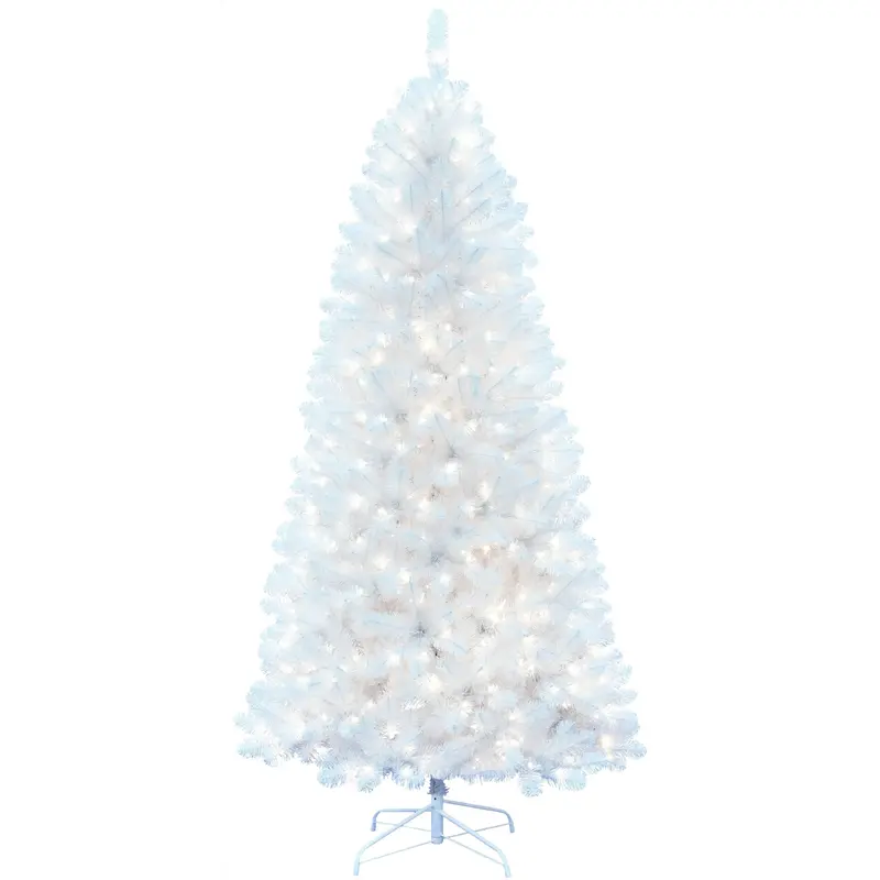 7.5' White Snow Devon Fir Pre-Lit Artificial Christmas Tree